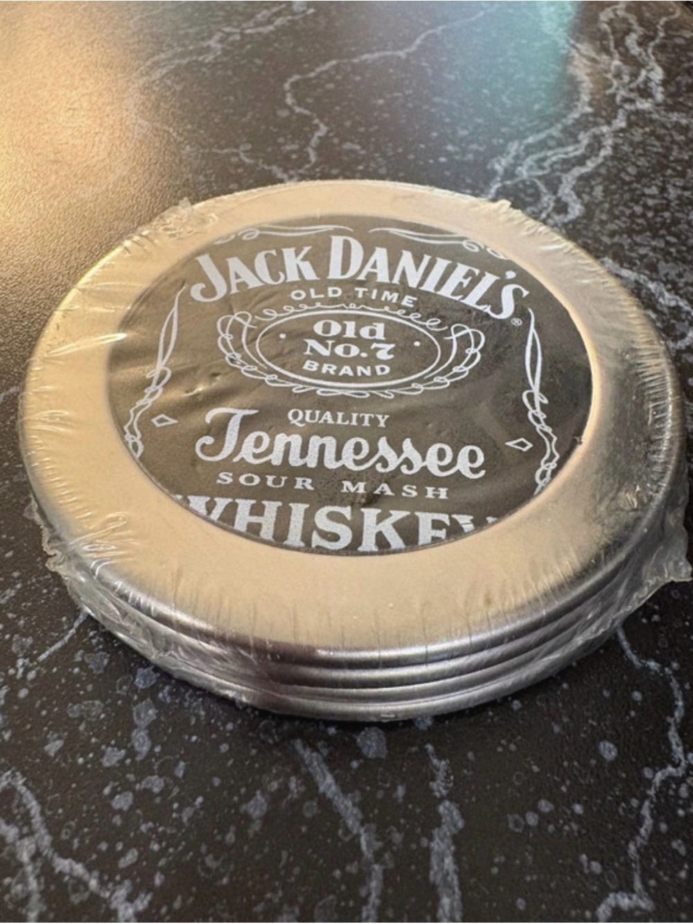 Jack Daniels Black and Silver Round Decorative Coaster - Picture 4 of 4
